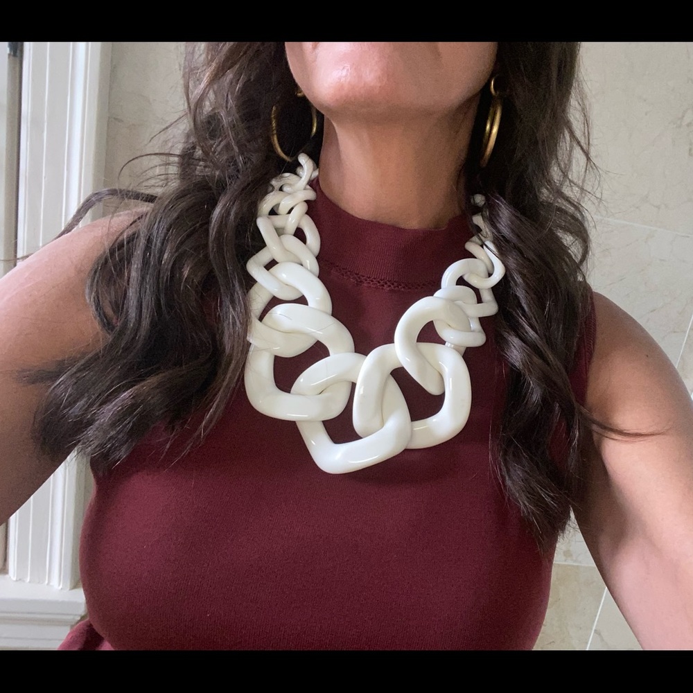 Huge Chunky ZENZII Off-White Lucite Necklace